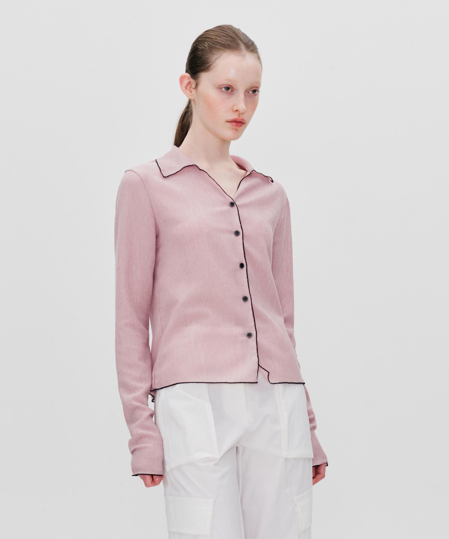Rie Lettuce Hem Blouse Top Dusty Pink Dusty Pink/S