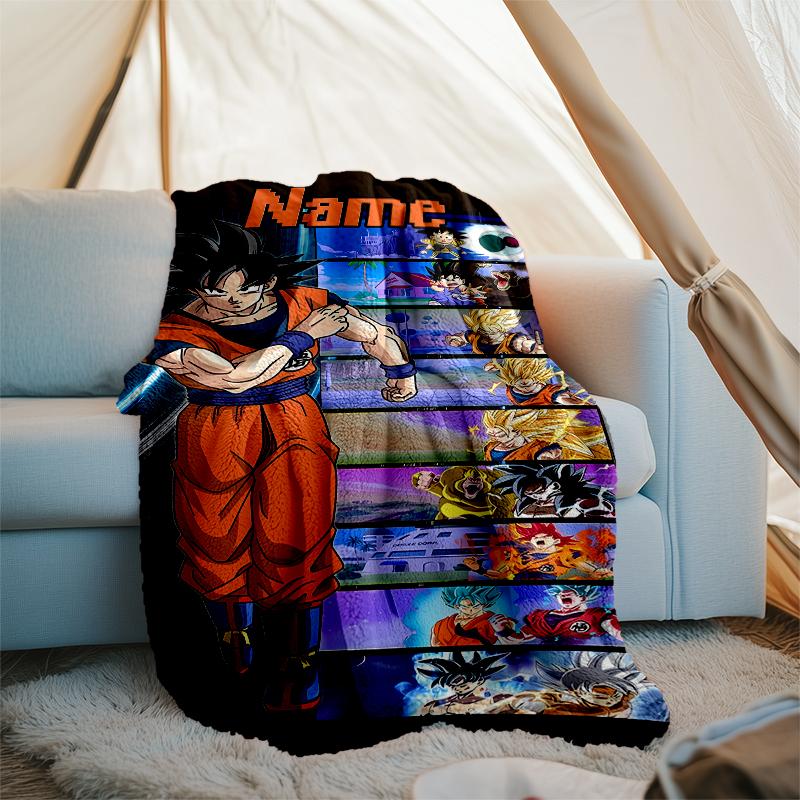Coperta Personalizzata con Nome - Design Stampa Dragon Ball, Coperta per Divano, Letto, Viaggio, Campeggio - Morbida e Calda, Ottimo Regalo