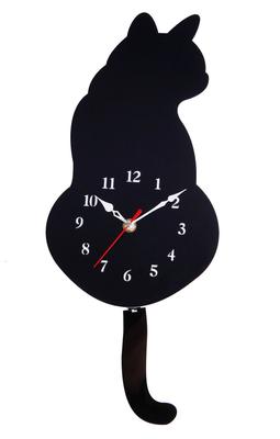 Smiti Wedelnde Katze Pendeluhr, Schwarze Katzen Wanduhr, Einfache Montage, Japanische Anleitung Enthalten