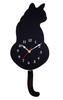 Smiti Wagging Tail Cat Pendulum Clock, Black Cat Wall Clock, Easy Assembly, Japanese Instructions Included