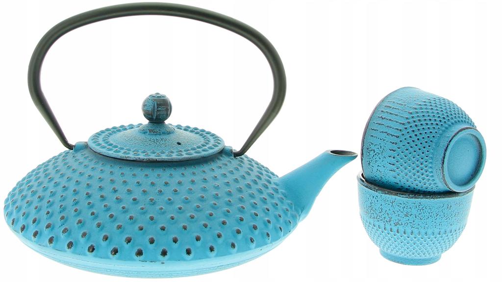IMBRZK 1.25 CAST IRON KETTLE SET 2x CUPS STAND INFUSER + STRAINER