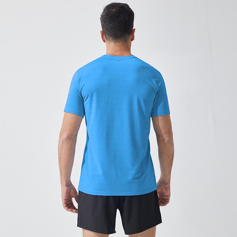 Men's Quick-Dry Short Sleeve Round Neck Sports T-Shirt: Breathable, Elastic, Plus Size Top for Running & Fitness