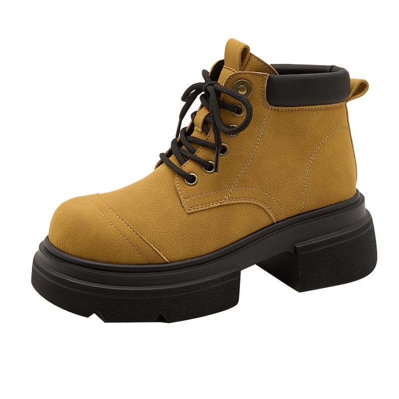 European Station Leather Martin Boots Women's 2025 New Retro Short Boots Women's Big Head Tooling Boots Children's Platform Casual Shoes