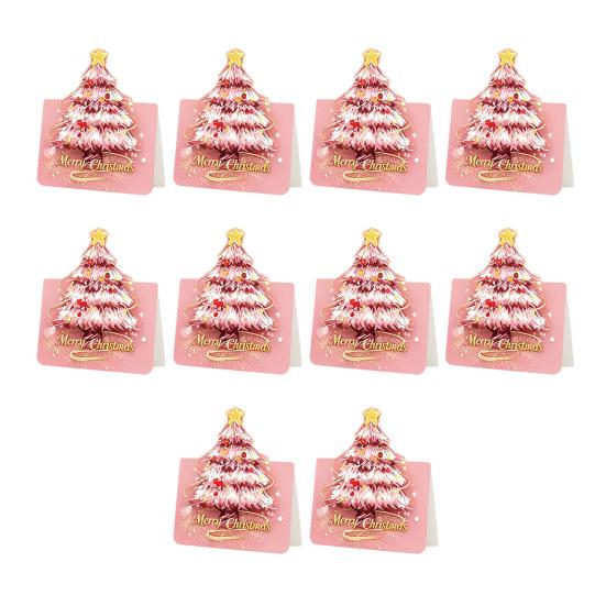 Holiday Gift Exchange Supplies 10 Pcs 3D Christmas Tree Greeting Cards, Postcards Festive Cards for Relatives Friends Bulk New Year, Winter Xmas Party