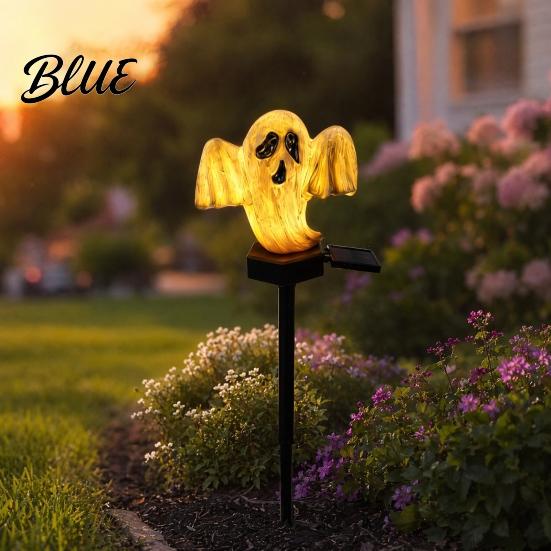 Solar Garden Lights Dusk To Dawn Halloween Pumpkin Light Ghost Pathway Yard Stake Long Lasting Lighting Lamp Waterproof Outdoor Decor Light