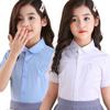 Summer Teen Girls Short Shirts for Children School Uniforms Short Sleeve Toddlers Girls White Blouses Baby Girls Clothes Tops