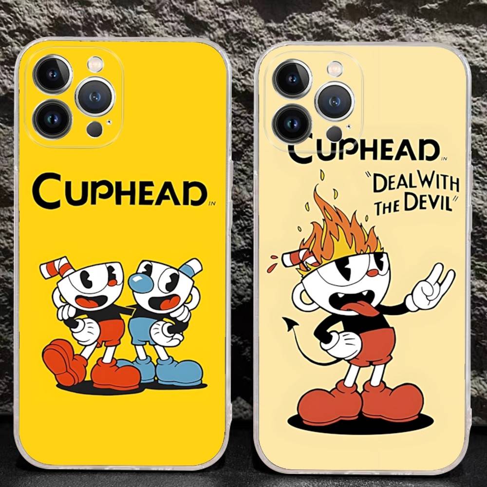 Comedy Animation C-Cuphead Cartoon Transparent Soft Phone Case For IPhone 15 12 14 16 17 13 Plus 11 Pro Max 13 Pro