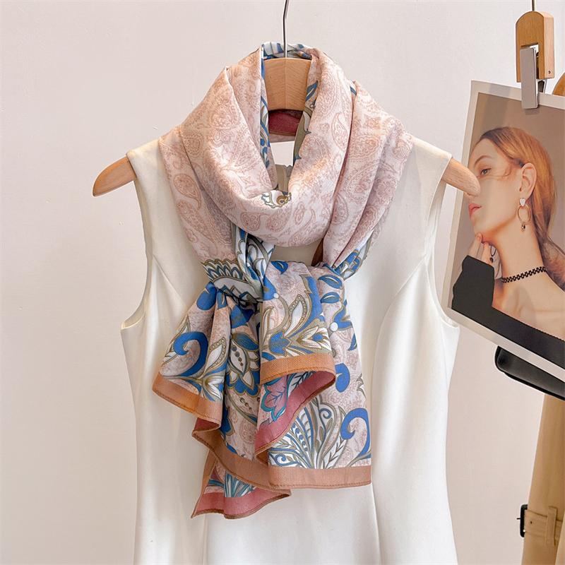 Paisley Print Double Face Luxury Women Scarf Shawl Cotton Linen Feeling Designer Muslim Hijab Wrap Turban Pashmina