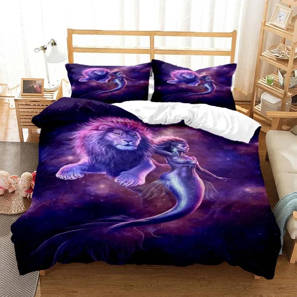 Zodiac Mermaid Digital Print 3D Duvet Cover Bedding Set Comforter Linen Pillowcases Home Decor Single Double Twin King Queen