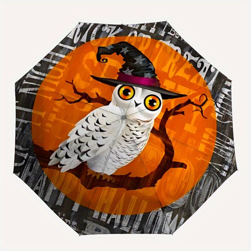 

1pc Halloween Owl Automatic Umbrella 8-Bone Design Compact Gear for Outdoor Travel, Perfect Holiday Gift yy250827005