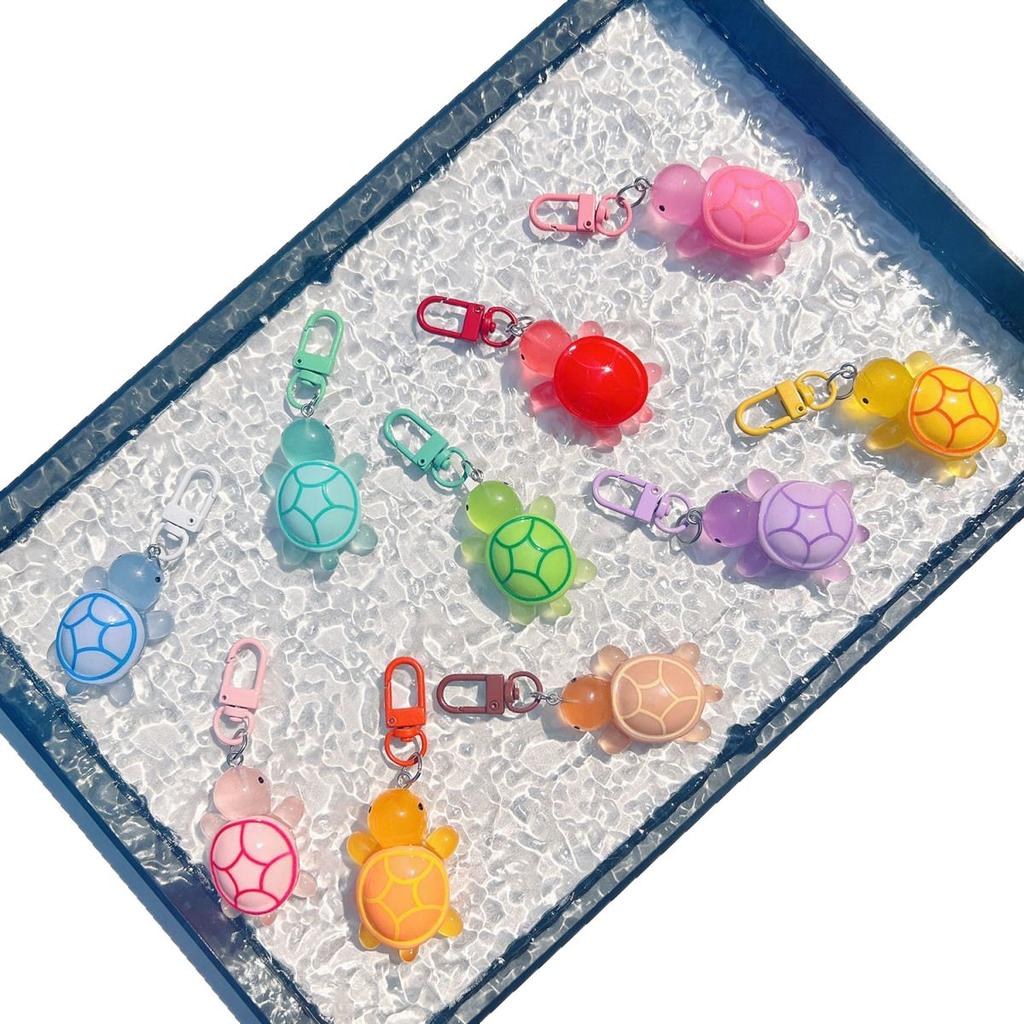 Cartoon Luminous Colored Turtle Pendant Keychain Resin Glow-in-the-dark Color Turtle Keyring Backpack Hangings Decoration Gifts