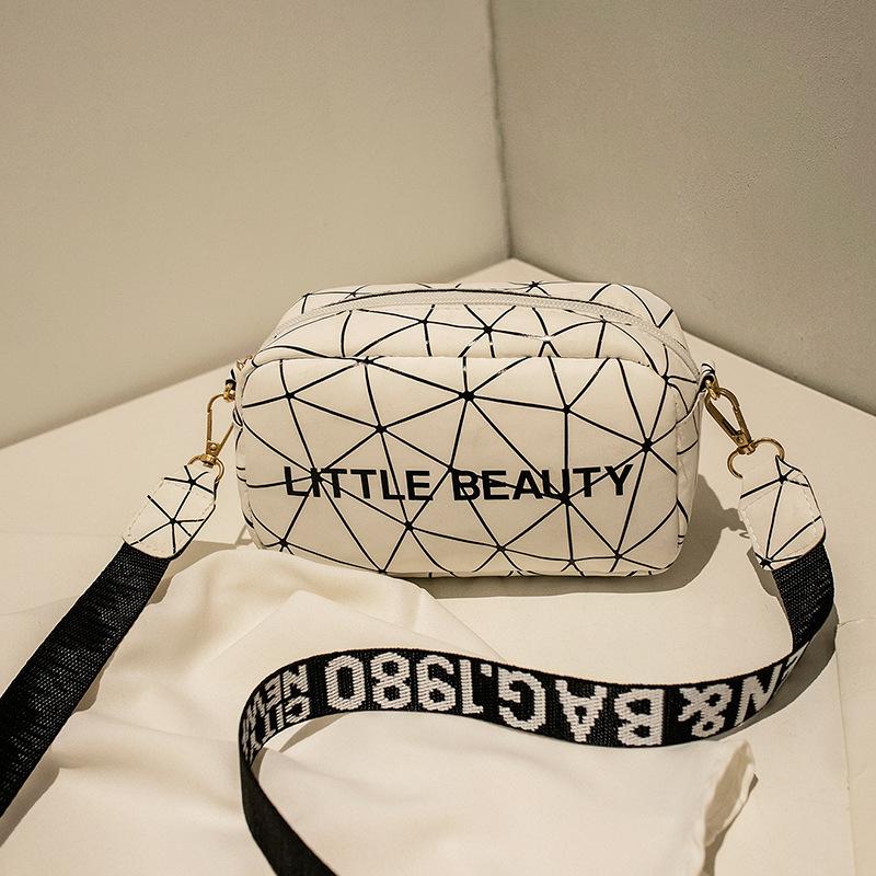 Women's Bag Summer Colorful Geometric Rhombus Printing Letter Webbing Camera Mobile Phone Bag Shoulder Oblique Tide