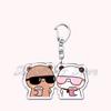 Cute Bubu Dudu Love Keychains Couple Bear Panda Acrylic Keyring for Accessories Bag Pendant Key Chain Jewelry Fans Lovers Gifts