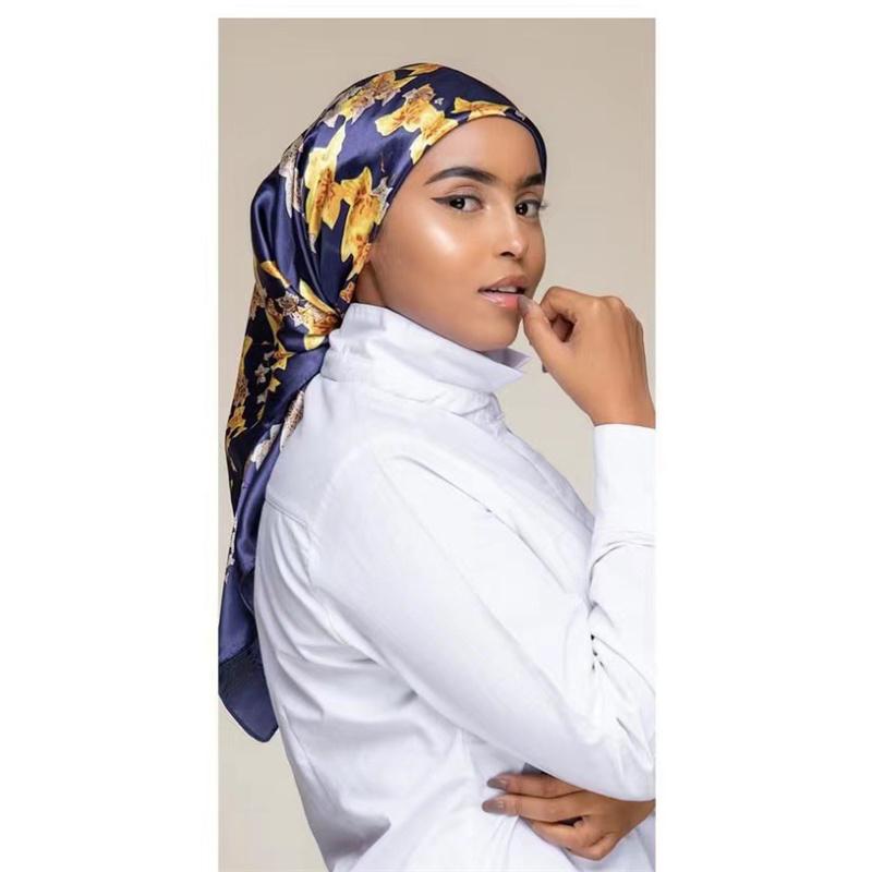 90*90cm Casualowa Moda Drukowana Flora Kwadratowe Szale Szaliki Satynowa Damska Chustka Apaszka Damska Opaska na Głowę