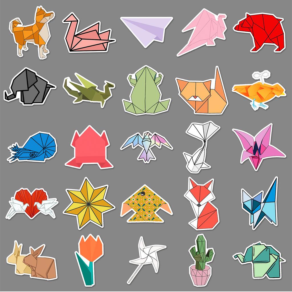50 Origami Graffiti Aufkleber Personalisiert Cartoon Niedlich Klein Frisch Dekorativ Handyhülle Wasserdicht Tassenaufkleber