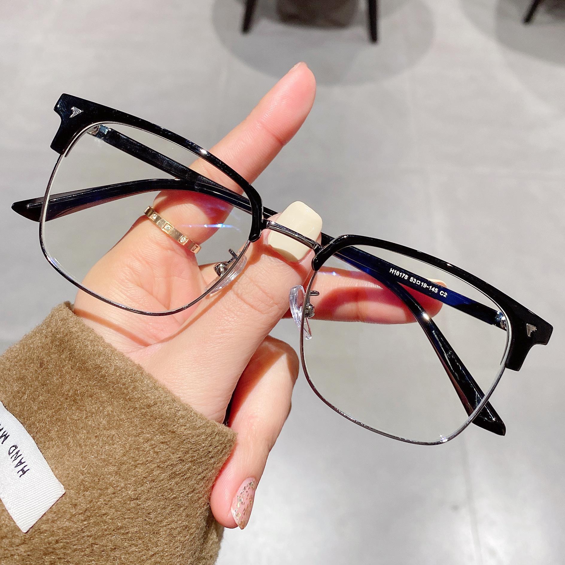 

Новые ретро-очки в металлической оправе для мужчин с квадратной полуоправой, анти-синий свет, классические плоские световые очки [Anti-blue light] 0-degree flat mirror серебряный