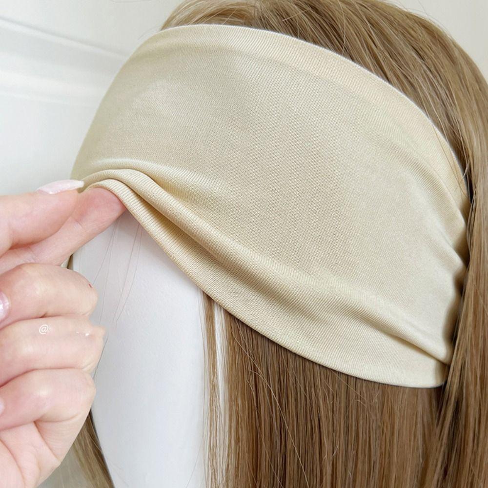 Sweat Absorbing Cotton Elastic Headband Knit Sports Hairband Sweet Wide Knitted Headband Women