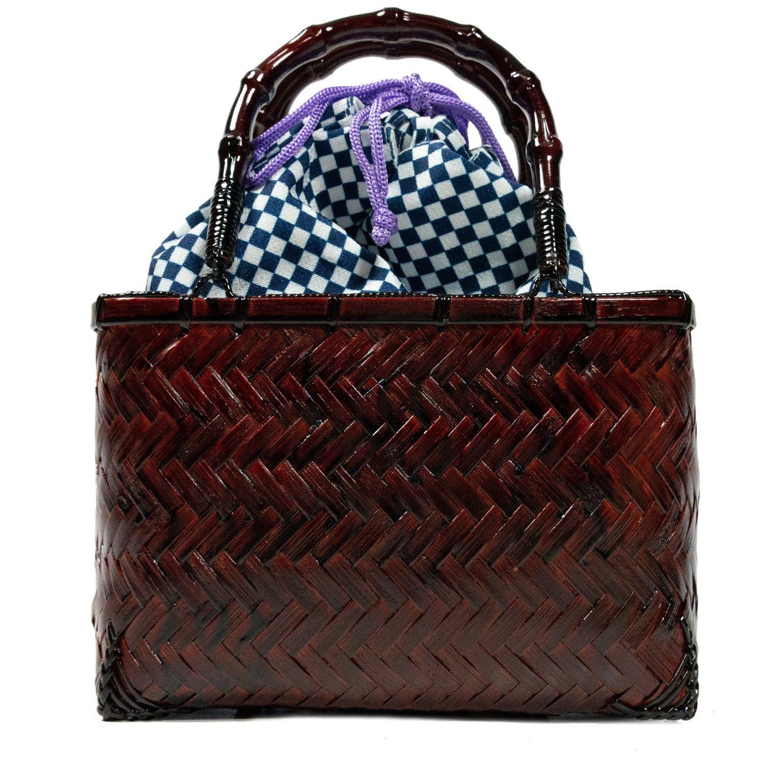 

Bag Basket Bag Yukata Brown x Navy Free [KYOETSU] [Kyoetsu] kg-04 Women s (Basket-Dark 3. Checkered, Size)