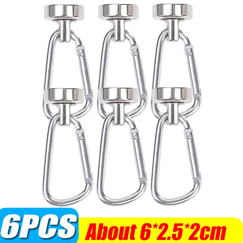 1/3/6pcs Strong Neodymium Magnetic Hook Heavy Duty 360° Rotatable Carabiner Magnet Hooks Home Kitchen Bathroom Hanging Hangers