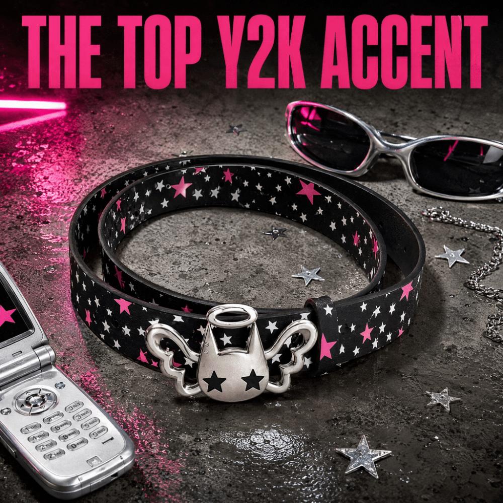 PU Leather Strap Star Print Belt Casual Y2K Waistband Decorative Jean Belt Mini Skirt Styling