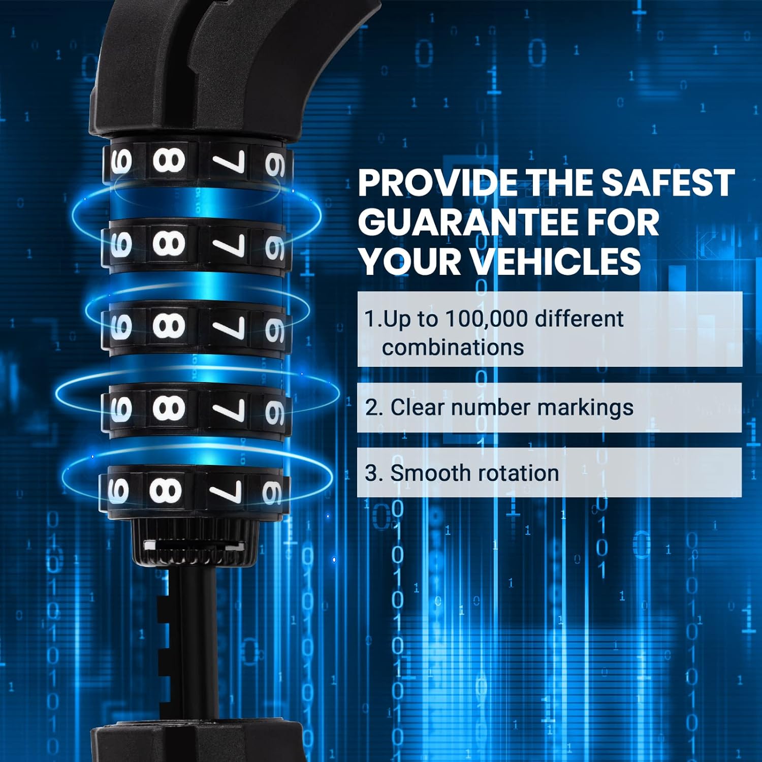 Замок велосипедной цепи Favoto — 5-значный комбинированный противоугонный велосипедный — фото 3