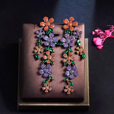 2022 übertrieben 925 Silber Nadel Blume Pflanze Lange Quaste Ohrringe frauen Elegante Baumeln Ohrring Hochzeit Party Ohr Schmuck