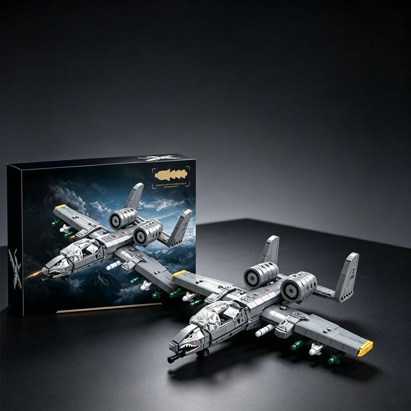 677 Teile Bausteine Spielzeug A-10 Düsenjäger Flugzeugmodell Montagebausteine Pädagogische Spielzeugsets Schreibtischdekoration Geschenke