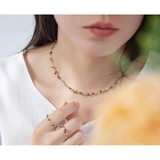 Floral New Chinese Style Natural Tourmaline Bracelet, Niche Light Luxury Crystal Bracelet for Girls