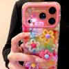 Korean Style Ins Dopamine Colorful Checkered 3D Flower iPhone 17 Pro Max Case for Apple 15 Pro 14 13 16 Women Unique Full Cover