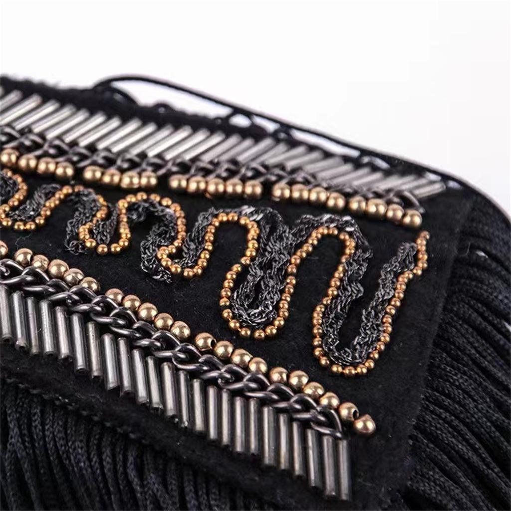 Elegant Tassels Epaulettes Punk Beaded Studded Epaulets Shoulder Badge for Formal and Casual Outfit Garment Accessory