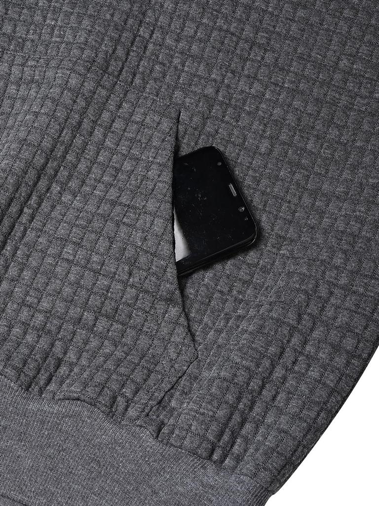 Mens  Pullover Fashion Quilted Hoodies Long Sleeve Hooded Sweatshirt With Pocket