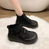 Milk Huhu Bread Cotton Shoes Velcro Platform Short Boots Waterproof and Non-slip Snow Boots