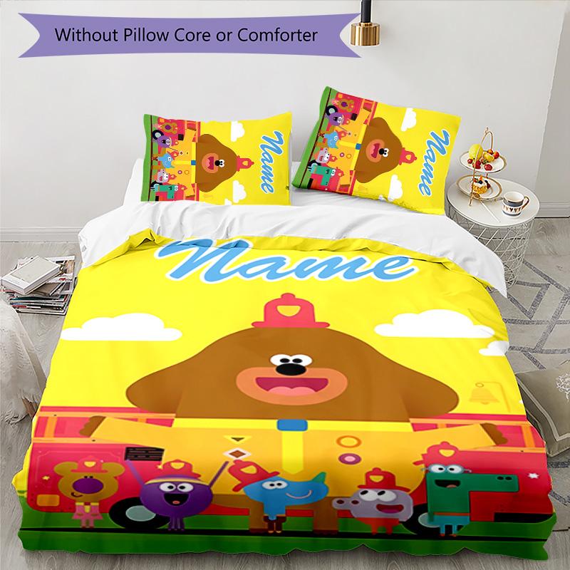 3pcs Hey Duggee3 Cover Set - Personalized Name, HD Printed Bedding with 1 Cover and 2 Pillowcases - Perfect for Home Decor, Easy Care