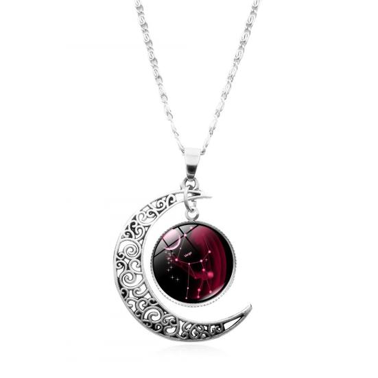 12 Constellation Half Moon Zodiac Sign Astrology Horoscope Pendant Necklace