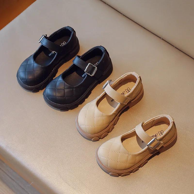 Kids Leather Shoe Spring Autumn Black School Girl Shoes Thick Bottom Versatile Children Fashion Princess Causal Mary Jane Shoes
