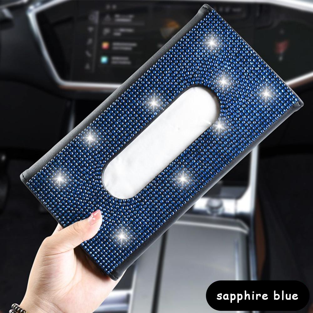 Car visor tissue box leather seat seat back rhinestone tissue clip creative fashion female rhinestone car paper box