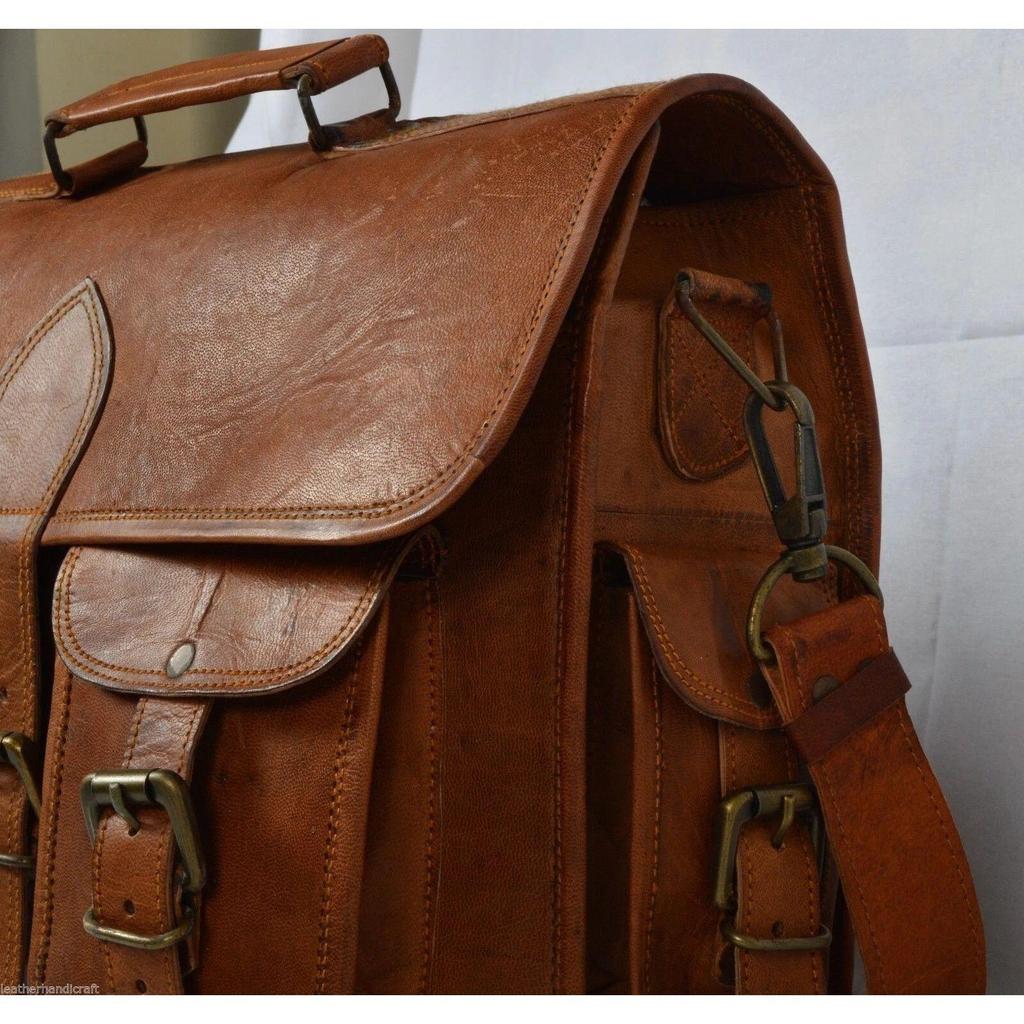 Vintage Genuine Leather Satchel Shoulder Bag Messenger Laptop Briefcase for Men