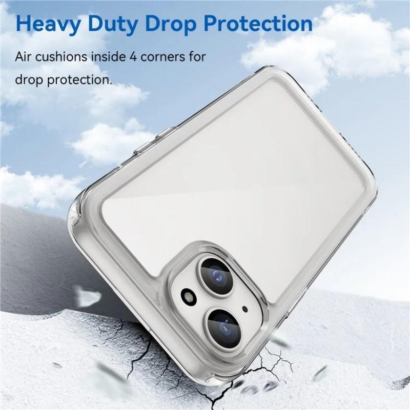 For iPhone 12 6.1 inch Case WANLONFENG MF Series TPU Acrylic Clear Phone Cover with Tempered Glass Film