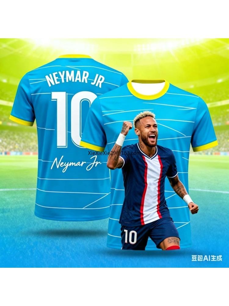 26 AI Nový Neymar # 10 Módní fotbalový dres pro muže a děti Letní párty styl Rychleschnoucí Dárek s krátkým rukávem pro dospělé
