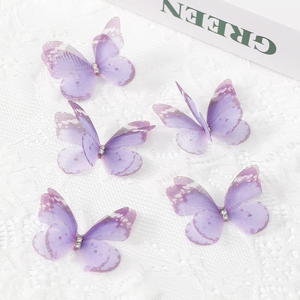 30/50Pcs Artificial Diamond Butterfly For Home Room Decoration DIY Wreath Valentine's Day Wedding Girl Hair Clip Butterfly Decor