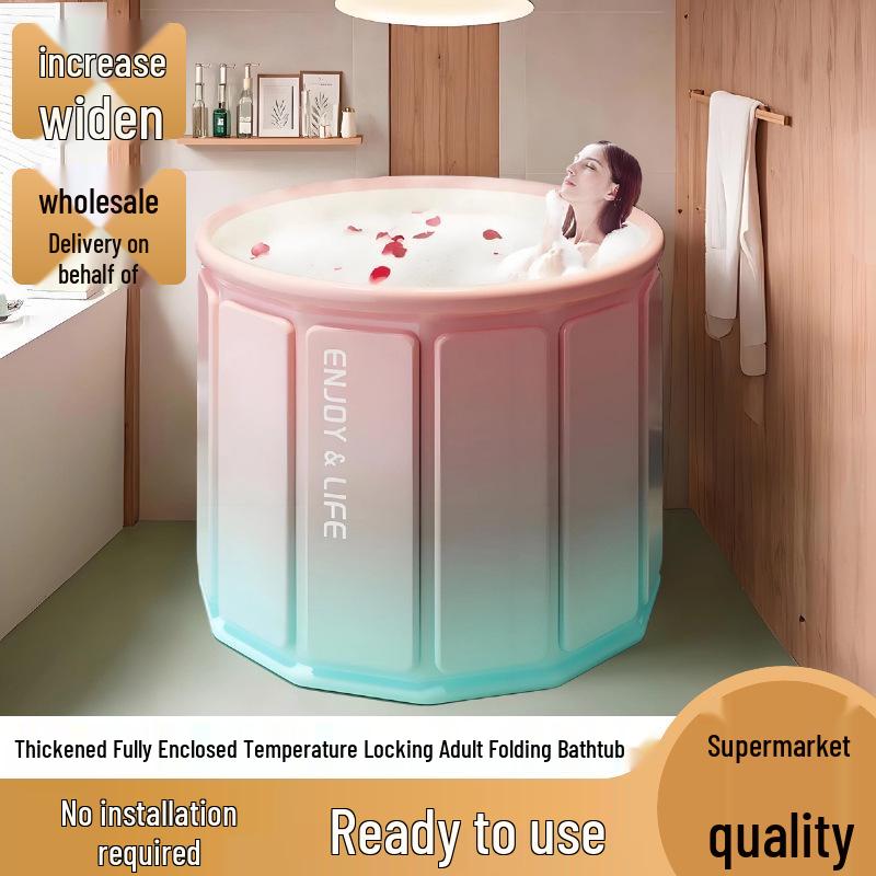 Faltbare tragbare Badewanne für Erwachsene - Groß, isoliert & mehrlagiges gestepptes Design