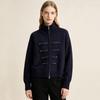 Women's Military Style Casual Loose Zip-Up Knit Cardigan Sweater