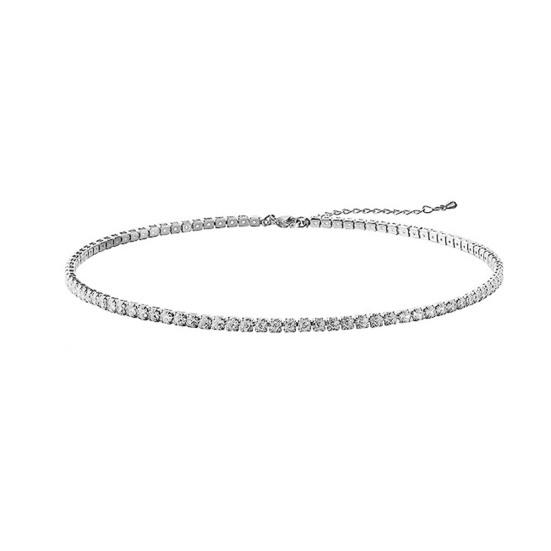 

Женское ожерелье со стразами, без подвески, регулируемое, с увеличенной длиной, женское ожерелье на ключицу, ювелирные изделия для выпускного вечера серебряный