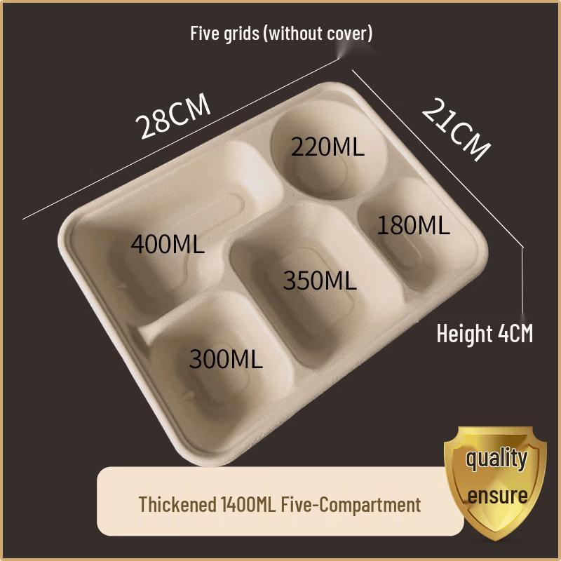 

ChuyiQi 5-Compartment Disposable Pulp Meal Box