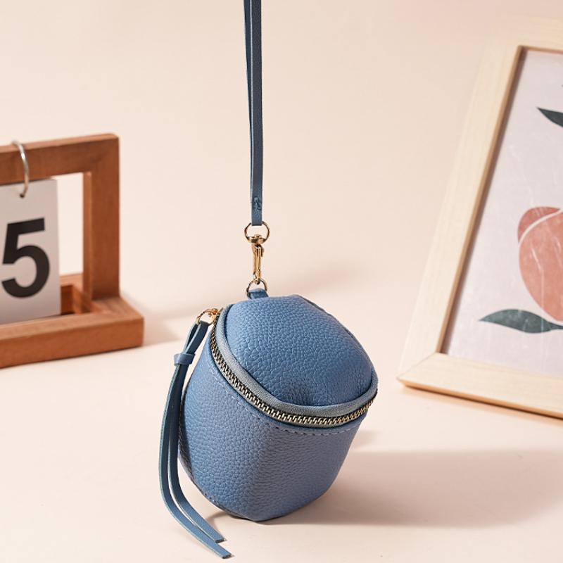 Vintage Leather Cosmetic Bag Lipstick Change Storage Bag Portable Travel Storage Bucket Personality Mini Round Coin Purse