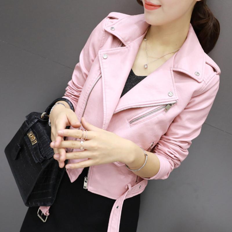 Jachetă de damă cu fermoar Jachetă de motocicletă din piele artificială împodobită cu decor cu nituri Închidere cu fermoar La modă pentru călătorii