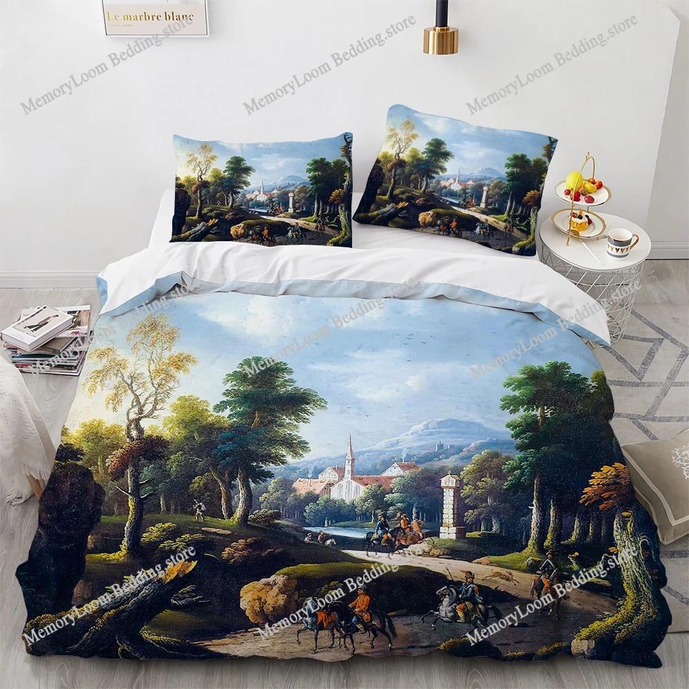 Oil Painting Chic Bedding Set Duvet Cover 3D Fashion Bedding Design King Queen Duvet Cover Double Bed Soft Cozy Set Home Textile
