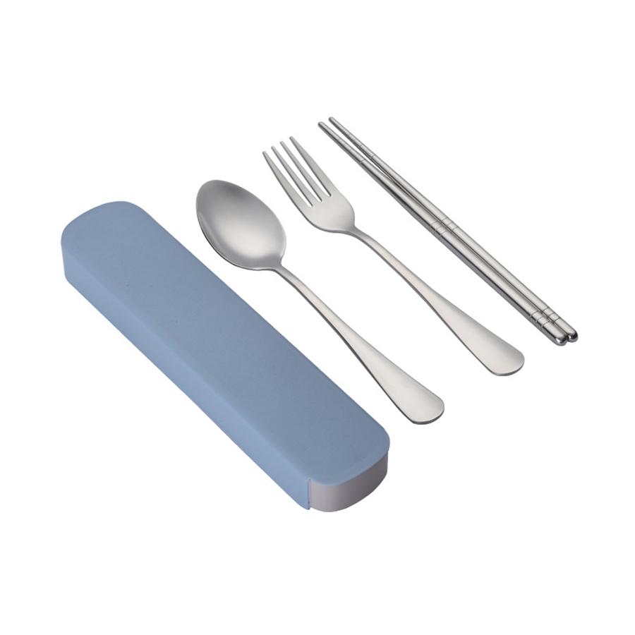 Stainless Steel Korean Spoon Fork Chopsticks 3 Piece Portable Tableware Student Outdoor Traveling Pull Out Gift Set