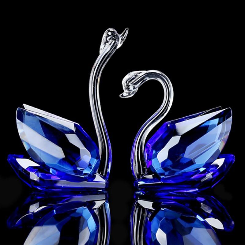 Lucky Gifts Collection of Colorful Crystal Swan Statue Home Ornament and Figurine Other Crystal Crafts