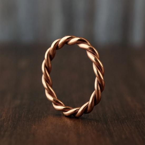 

Pure Copper Twisted Rope Ring, Minimalist Braided Copper Band, Handmade Arthritis Ring 12 медный